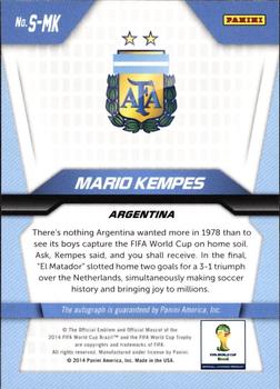 2014 Panini Prizm FIFA World Cup Brazil - Signatures #S-MK Mario Kempes Back