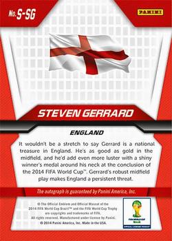 2014 Panini Prizm FIFA World Cup Brazil - Signatures #S-SG Steven Gerrard Back