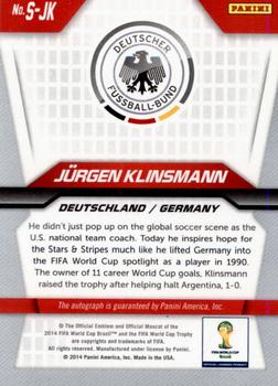 2014 Panini Prizm FIFA World Cup Brazil - Signatures #S-JK Jurgen Klinsmann Back