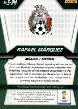 2014 Panini Prizm FIFA World Cup Brazil - Signatures #S-RM Rafael Marquez Back