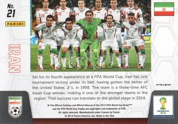2014 Panini Prizm FIFA World Cup Brazil - Team Photos Prizms Blue and Red Blue Wave #21 Iran Back