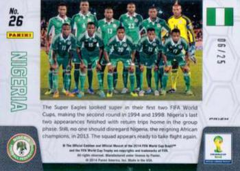 2014 Panini Prizm FIFA World Cup Brazil - Team Photos Prizms Green Crystal #26 Nigeria Back