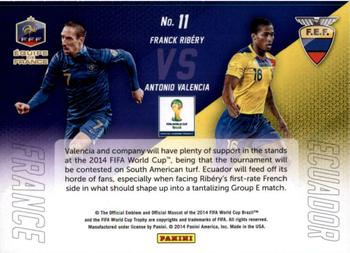 2014 Panini Prizm FIFA World Cup Brazil - World Cup Matchups #11 Antonio Valencia / Franck Ribery Back