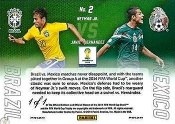 2014 Panini Prizm FIFA World Cup Brazil - World Cup Matchups Prizms Black #2 Javier Hernandez / Neymar Jr. Back