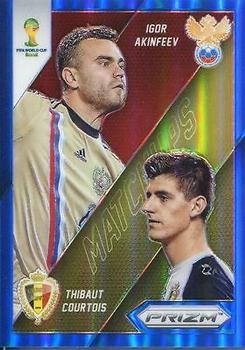 2014 Panini Prizm FIFA World Cup Brazil - World Cup Matchups Prizms Blue #18 Igor Akinfeev / Thibaut Courtois Front