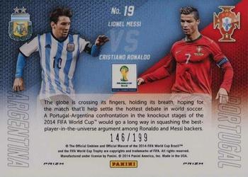 2014 Panini Prizm FIFA World Cup Brazil - World Cup Matchups Prizms Blue #19 Cristiano Ronaldo / Lionel Messi Back