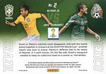 2014 Panini Prizm FIFA World Cup Brazil - World Cup Matchups Prizms Blue and Red Blue Wave #2 Javier Hernandez / Neymar Jr. Back