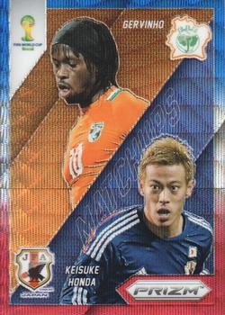 2014 Panini Prizm FIFA World Cup Brazil - World Cup Matchups Prizms Blue and Red Blue Wave #6 Gervinho / Keisuke Honda Front