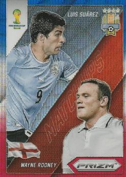 2014 Panini Prizm FIFA World Cup Brazil - World Cup Matchups Prizms Blue and Red Blue Wave #9 Luis Suarez / Wayne Rooney Front
