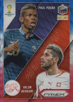 2014 Panini Prizm FIFA World Cup Brazil - World Cup Matchups Prizms Blue and Red Blue Wave #10 Paul Pogba / Valon Behrami Front