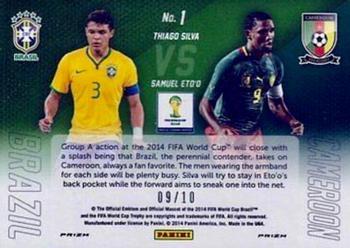 2014 Panini Prizm FIFA World Cup Brazil - World Cup Matchups Prizms Gold #1 Samuel Eto'o / Thiago Silva Back