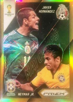 2014 Panini Prizm FIFA World Cup Brazil - World Cup Matchups Prizms Gold #2 Javier Hernandez / Neymar Jr. Front