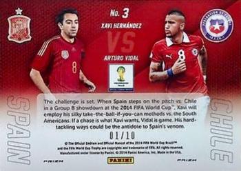 2014 Panini Prizm FIFA World Cup Brazil - World Cup Matchups Prizms Gold #3 Arturo Vidal / Xavi Hernandez Back
