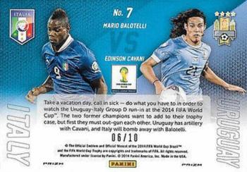 2014 Panini Prizm FIFA World Cup Brazil - World Cup Matchups Prizms Gold #7 Edinson Cavani / Mario Balotelli Back