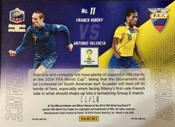 2014 Panini Prizm FIFA World Cup Brazil - World Cup Matchups Prizms Gold #11 Antonio Valencia / Franck Ribery Back