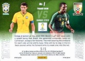 2014 Panini Prizm FIFA World Cup Brazil - World Cup Matchups Prizms Gold Power #1 Samuel Eto'o / Thiago Silva Back