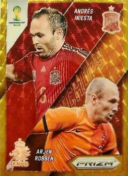 2014 Panini Prizm FIFA World Cup Brazil - World Cup Matchups Prizms Gold Power #4 Andres Iniesta / Arjen Robben Front