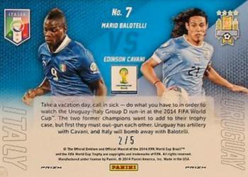 2014 Panini Prizm FIFA World Cup Brazil - World Cup Matchups Prizms Gold Power #7 Edinson Cavani / Mario Balotelli Back
