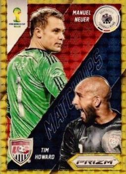 2014 Panini Prizm FIFA World Cup Brazil - World Cup Matchups Prizms Gold Power #16 Manuel Neuer / Tim Howard Front