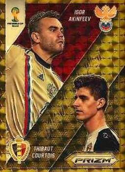 2014 Panini Prizm FIFA World Cup Brazil - World Cup Matchups Prizms Gold Power #18 Igor Akinfeev / Thibaut Courtois Front