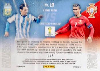 2014 Panini Prizm FIFA World Cup Brazil - World Cup Matchups Prizms Gold Power #19 Cristiano Ronaldo / Lionel Messi Back