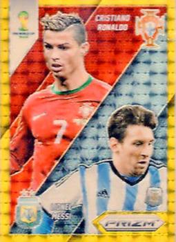 2014 Panini Prizm FIFA World Cup Brazil - World Cup Matchups Prizms Gold Power #19 Cristiano Ronaldo / Lionel Messi Front