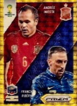 2014 Panini Prizm FIFA World Cup Brazil - World Cup Matchups Prizms Gold Power #24 Andres Iniesta / Franck Ribery Front