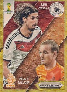 2014 Panini Prizm FIFA World Cup Brazil - World Cup Matchups Prizms Gold Power #27 Sami Khedira / Wesley Sneijder Front
