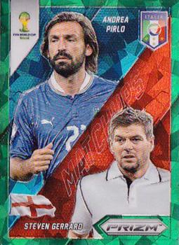 2014 Panini Prizm FIFA World Cup Brazil - World Cup Matchups Prizms Green Crystal #8 Andrea Pirlo / Steven Gerrard Front