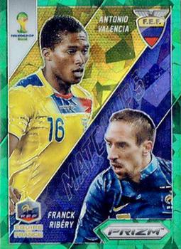 2014 Panini Prizm FIFA World Cup Brazil - World Cup Matchups Prizms Green Crystal #11 Antonio Valencia / Franck Ribery Front