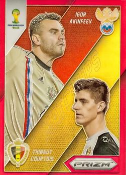 2014 Panini Prizm FIFA World Cup Brazil - World Cup Matchups Prizms Red #18 Igor Akinfeev / Thibaut Courtois Front