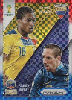 2014 Panini Prizm FIFA World Cup Brazil - World Cup Matchups Prizms Red, White and Blue Power Plaid #11 Antonio Valencia / Franck Ribery Front