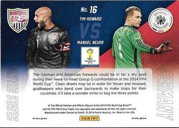 2014 Panini Prizm FIFA World Cup Brazil - World Cup Matchups Prizms Red, White and Blue Power Plaid #16 Manuel Neuer / Tim Howard Back