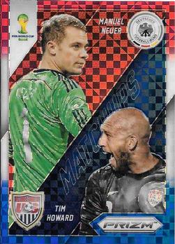 2014 Panini Prizm FIFA World Cup Brazil - World Cup Matchups Prizms Red, White and Blue Power Plaid #16 Manuel Neuer / Tim Howard Front