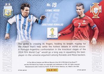 2014 Panini Prizm FIFA World Cup Brazil - World Cup Matchups Prizms Red, White and Blue Power Plaid #19 Cristiano Ronaldo / Lionel Messi Back