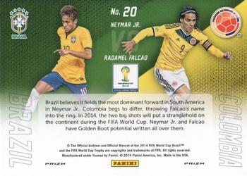 2014 Panini Prizm FIFA World Cup Brazil - World Cup Matchups Prizms Red, White and Blue Power Plaid #20 Neymar Jr. / Radamel Falcao Back