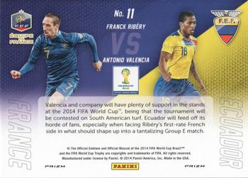 2014 Panini Prizm FIFA World Cup Brazil - World Cup Matchups Prizms Yellow and Red Pulsar #11 Antonio Valencia / Franck Ribery Back