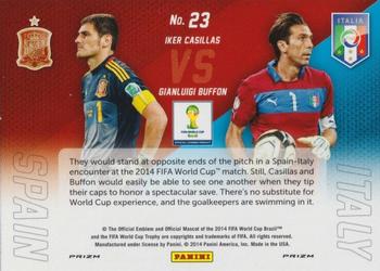 2014 Panini Prizm FIFA World Cup Brazil - World Cup Matchups Prizms Yellow and Red Pulsar #23 Gianluigi Buffon / Iker Casillas Back