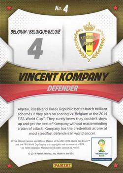 2014 Panini Prizm FIFA World Cup Brazil - World Cup Stars #4 Vincent Kompany Back