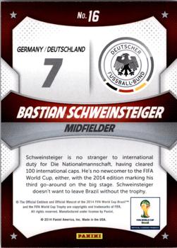 2014 Panini Prizm FIFA World Cup Brazil - World Cup Stars #16 Bastian Schweinsteiger Back
