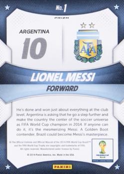 2014 Panini Prizm FIFA World Cup Brazil - World Cup Stars Prizms #1 Lionel Messi Back