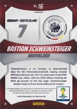2014 Panini Prizm FIFA World Cup Brazil - World Cup Stars Prizms #16 Bastian Schweinsteiger Back