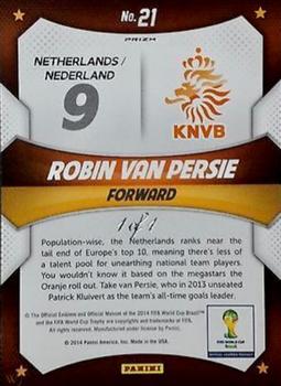 2014 Panini Prizm FIFA World Cup Brazil - World Cup Stars Prizms Black #21 Robin van Persie Back