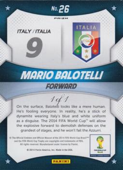 2014 Panini Prizm FIFA World Cup Brazil - World Cup Stars Prizms Black #26 Mario Balotelli Back