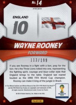 2014 Panini Prizm FIFA World Cup Brazil - World Cup Stars Prizms Blue #14 Wayne Rooney Back