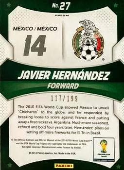 2014 Panini Prizm FIFA World Cup Brazil - World Cup Stars Prizms Blue #27 Javier Hernandez Back