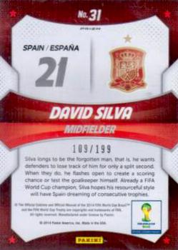 2014 Panini Prizm FIFA World Cup Brazil - World Cup Stars Prizms Blue #31 David Silva Back