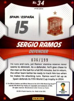 2014 Panini Prizm FIFA World Cup Brazil - World Cup Stars Prizms Blue #34 Sergio Ramos Back