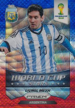 2014 Panini Prizm FIFA World Cup Brazil - World Cup Stars Prizms Blue and Red Blue Wave #1 Lionel Messi Front