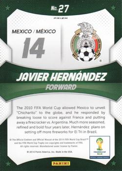 2014 Panini Prizm FIFA World Cup Brazil - World Cup Stars Prizms Blue and Red Blue Wave #27 Javier Hernandez Back
